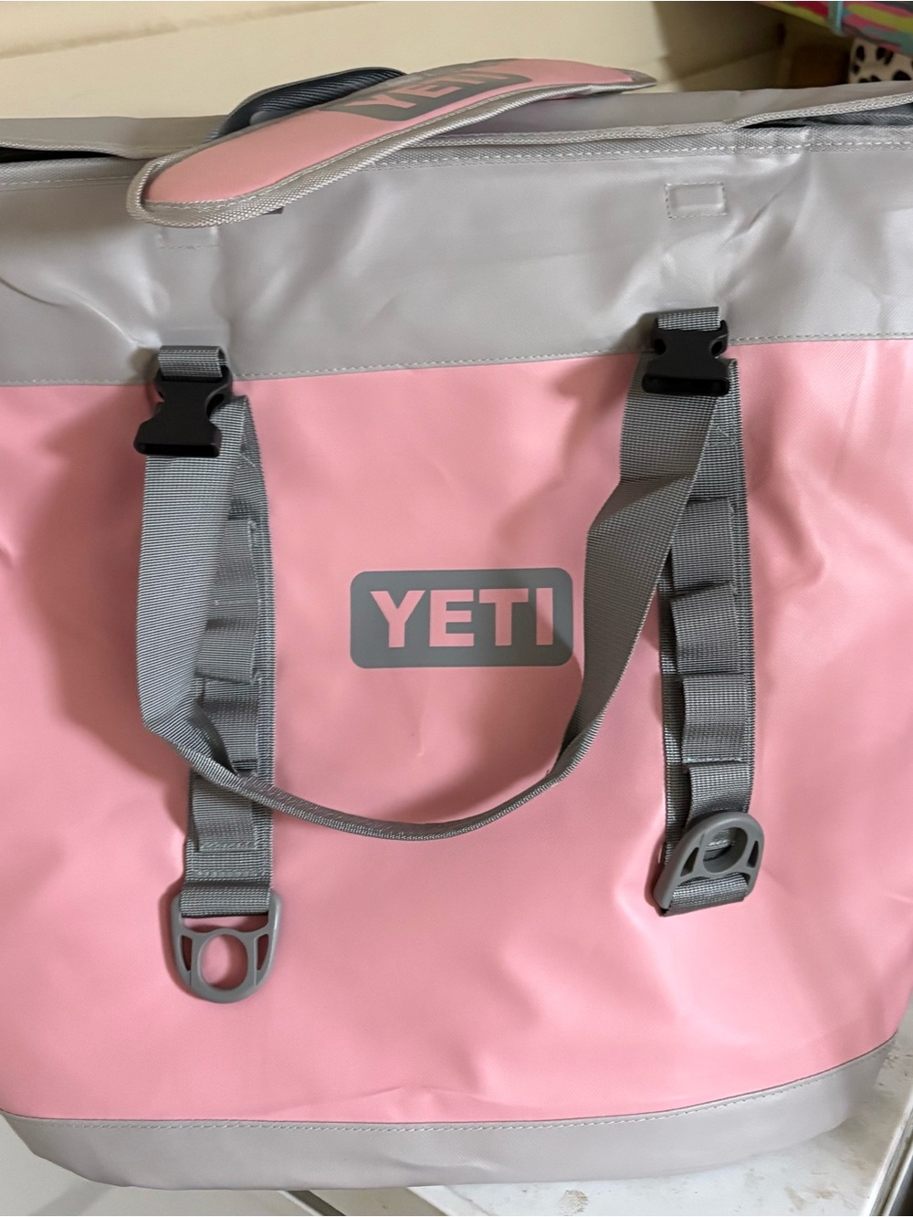 Yeti Pink and Gray Women's Soft Tote with Logo